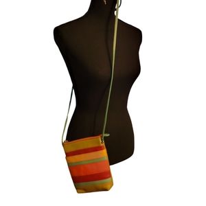 ILI New York Colourful Stripes Ladies Leather Cross Body Shoulder Bag